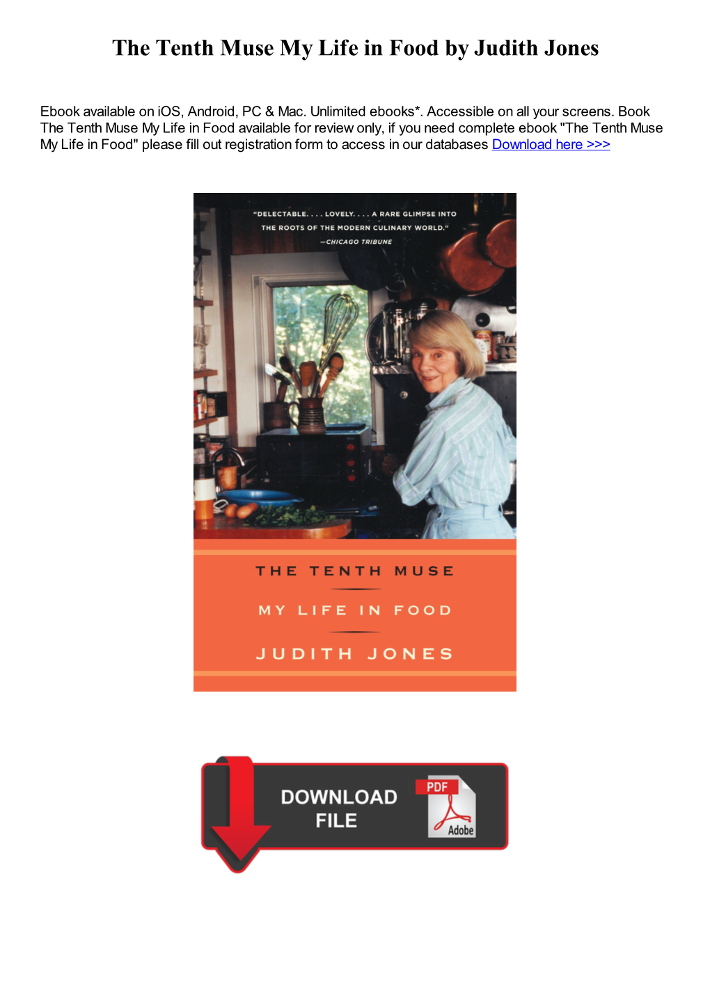 The Tenth Muse My Life in Food by Judith Jones