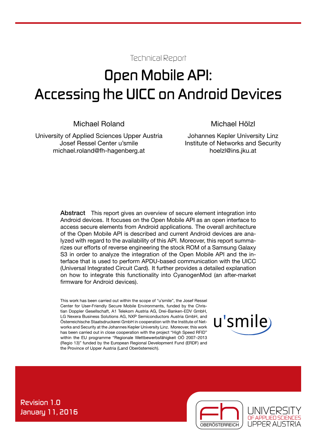 Open Mobile API: Accessing the UICC on Android Devices