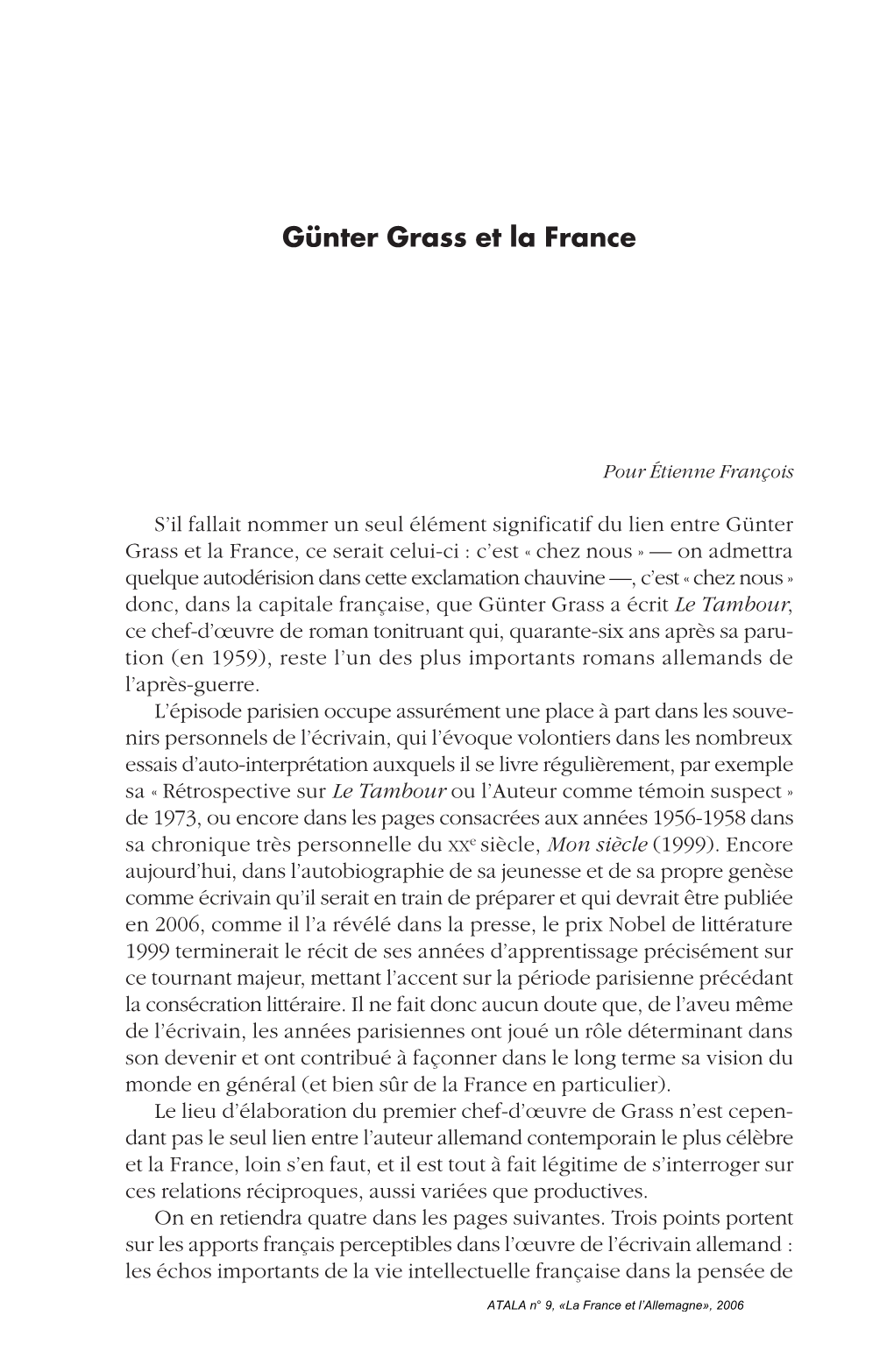 Günter Grass Et La France