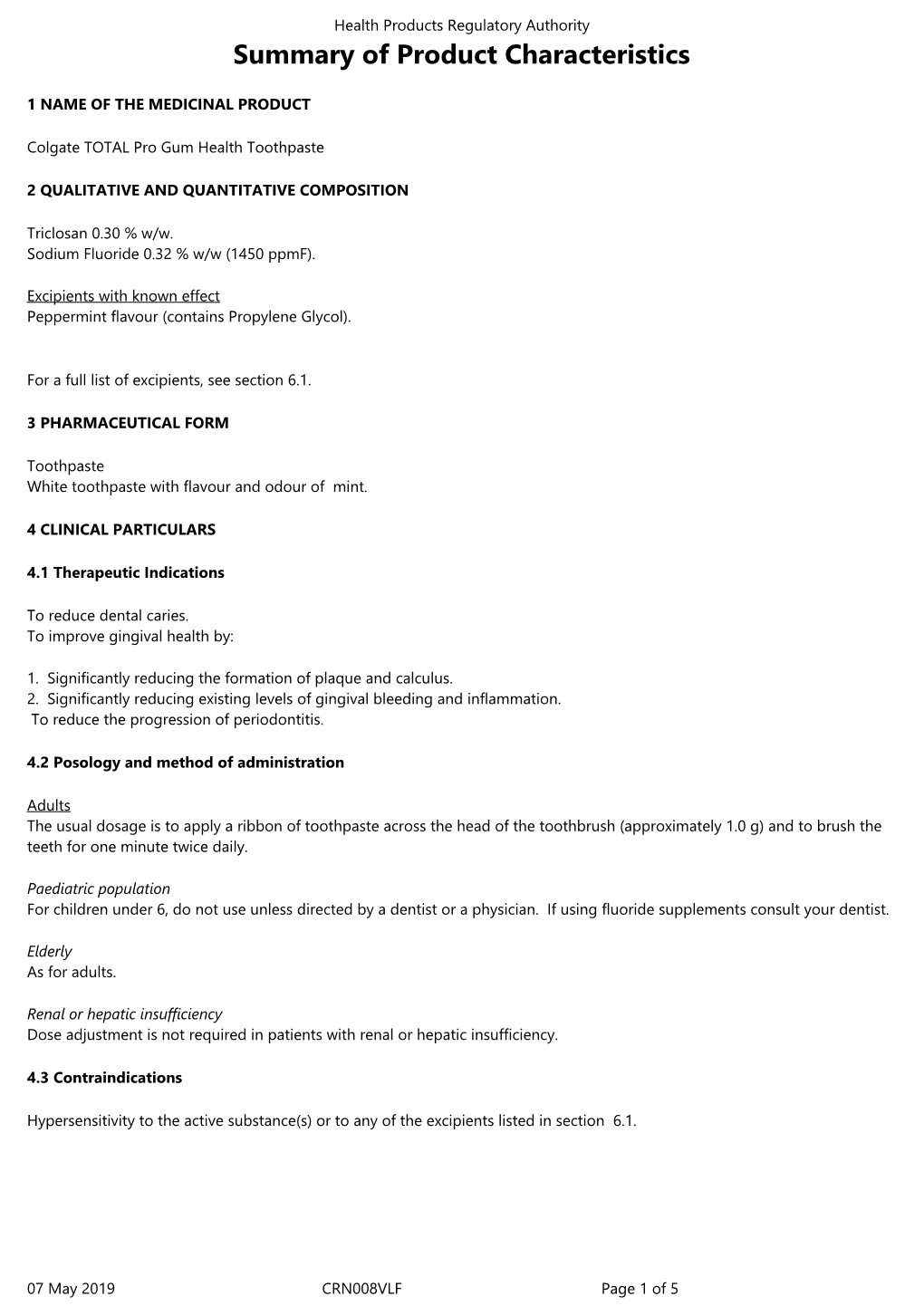 Summary of Product Characteristics