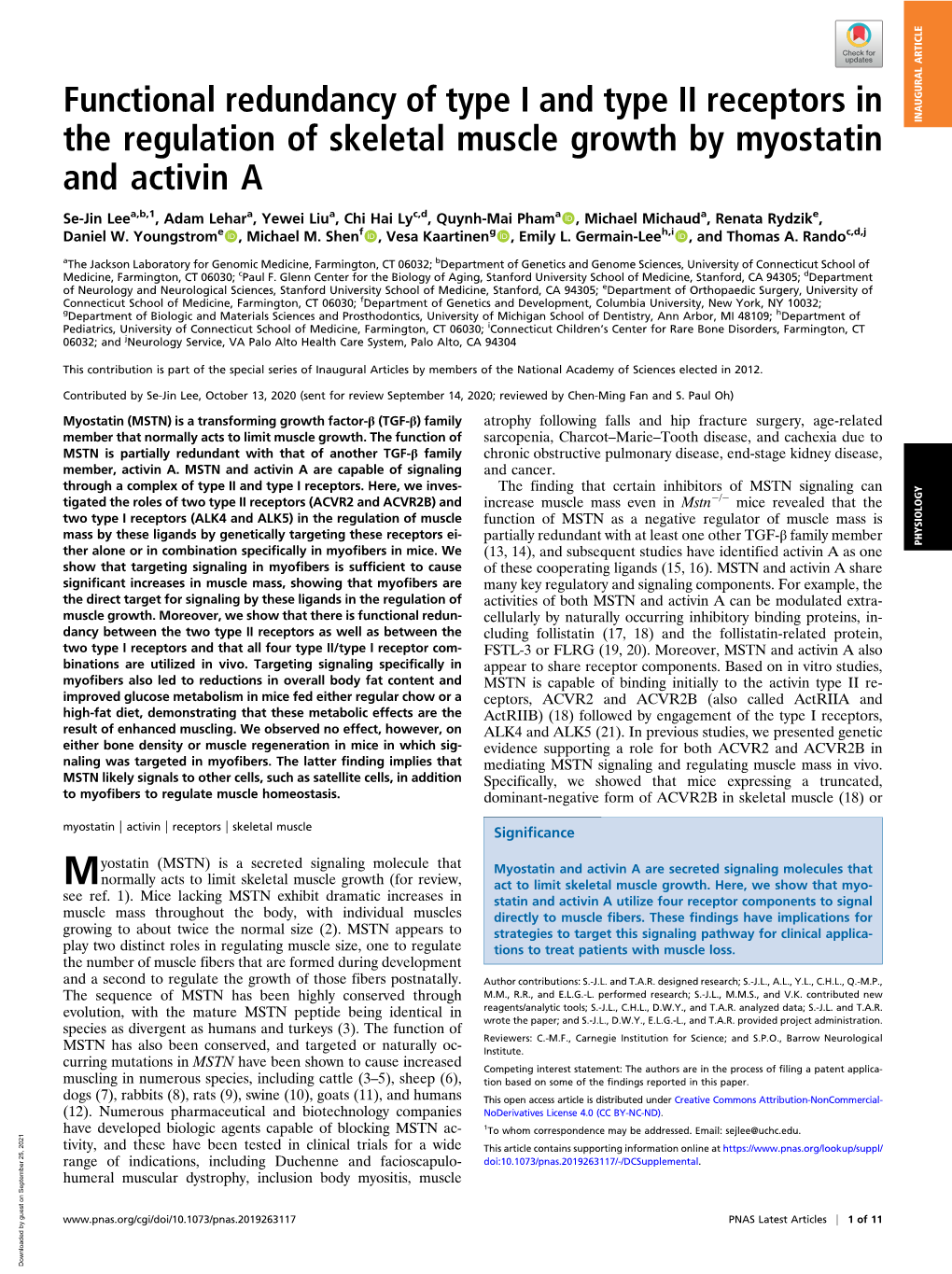 Functional Redundancy of Type I and Type II Receptors in the Regulation Of