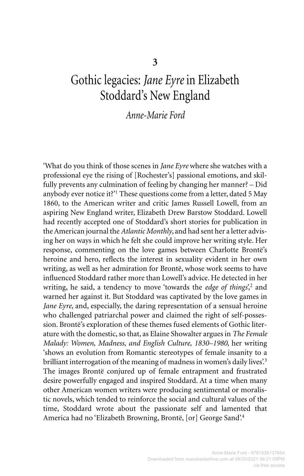 Gothic Legacies:Jane Eyrein Elizabeth Stoddard's New England