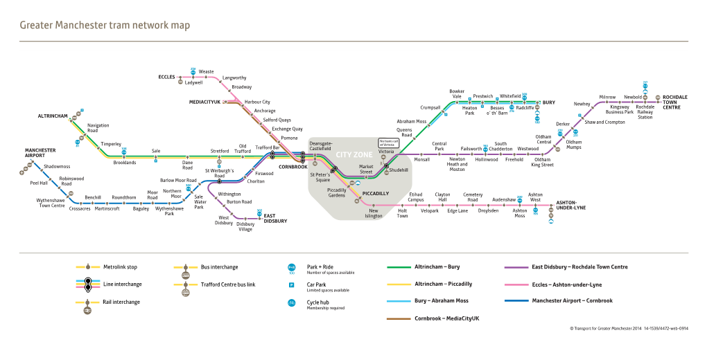 Greater Manchester Tram Network Map