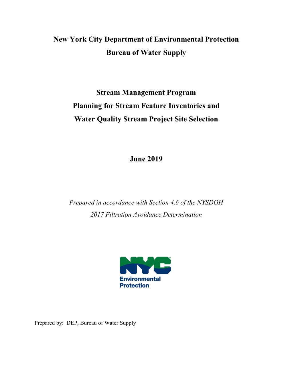 New York City Department of Environmental Protection Bureau of Water Supply