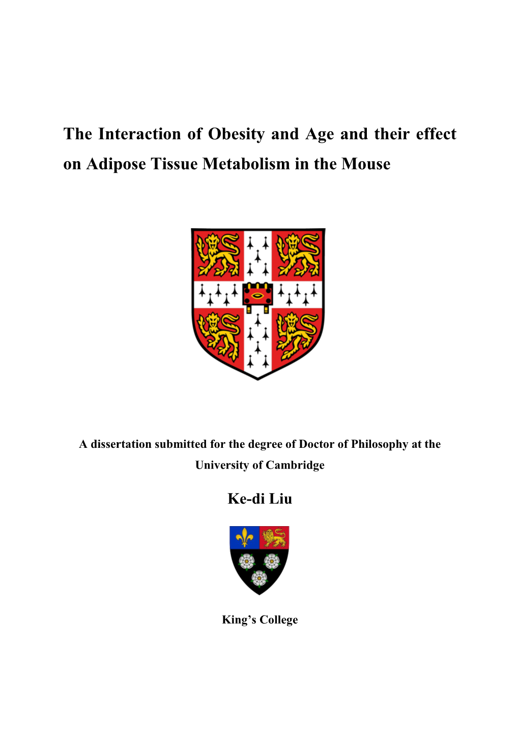 The Interaction of Obesity and Age and Their Effect on Adipose Tissue Metabolism in the Mouse