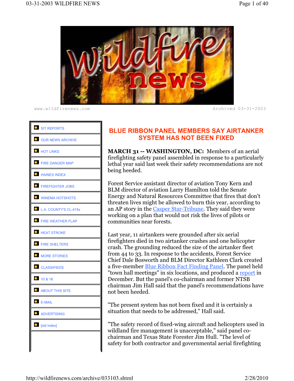 34I 2003 Wildfire News March 31