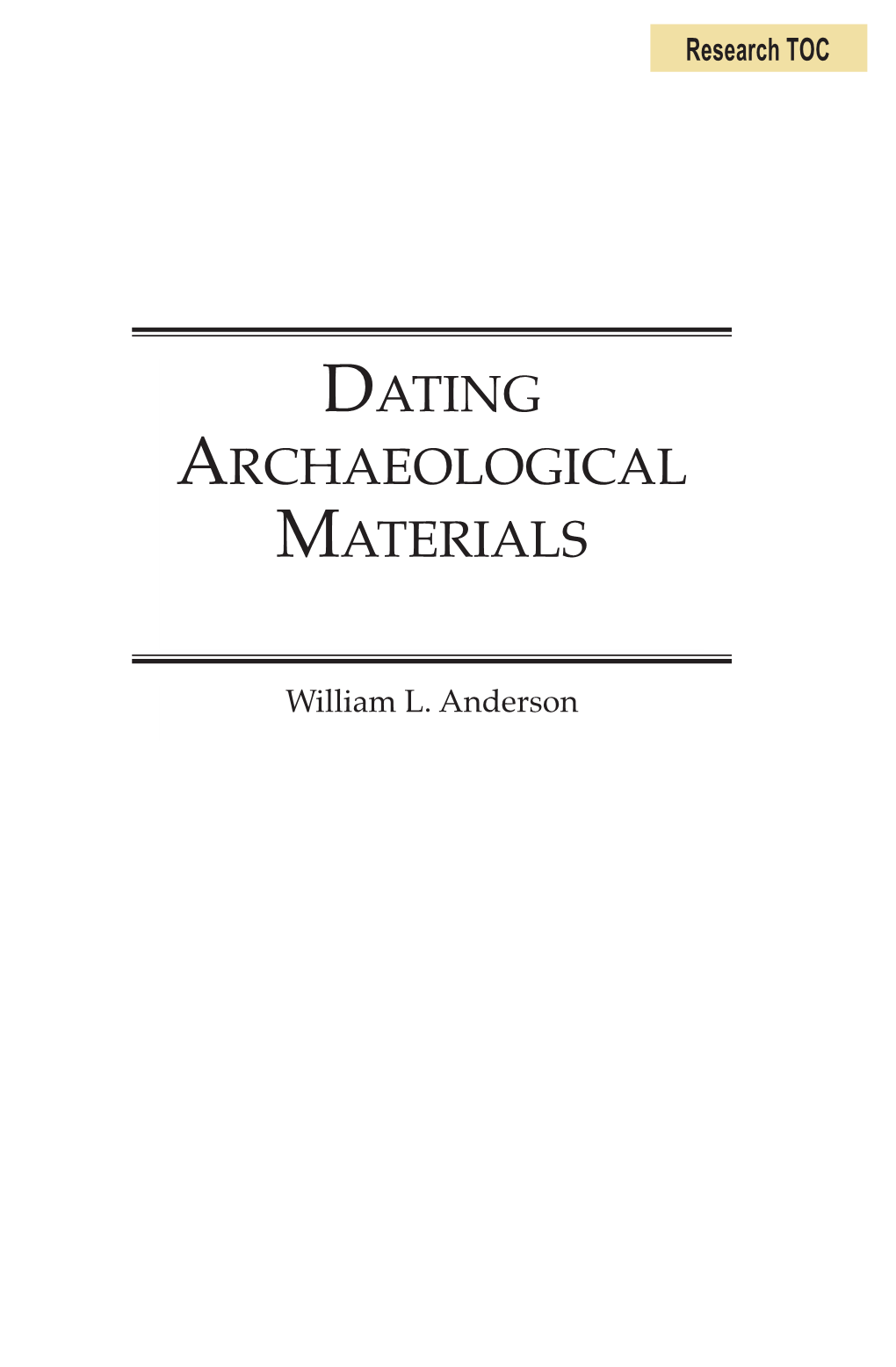 Dating Archaeological Materials