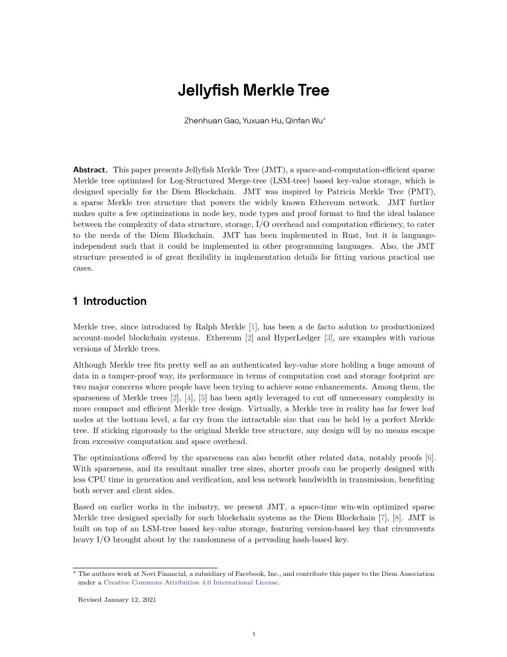 Jellyfish Merkle Tree