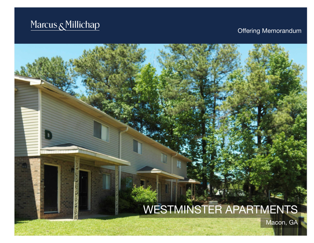 WESTMINSTER APARTMENTS Macon, GA NON - ENDORSEMENT and DISCLAIMER NOTICE