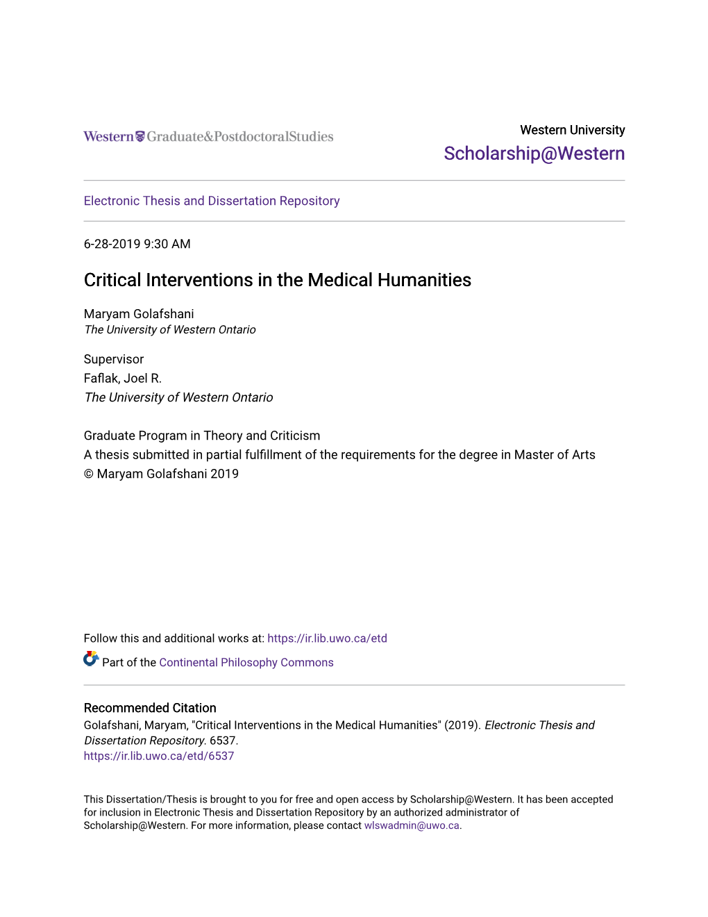 Critical Interventions in the Medical Humanities