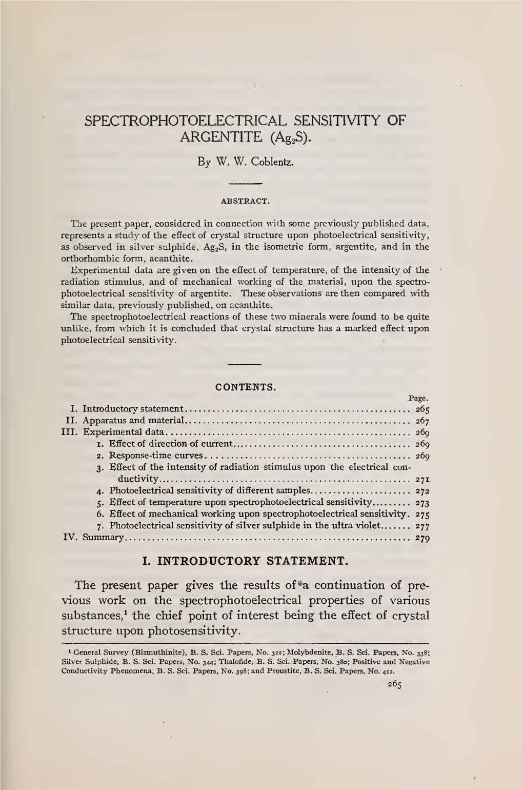 Spectrophotoelectrical Sensitivity of Argentite Sample No