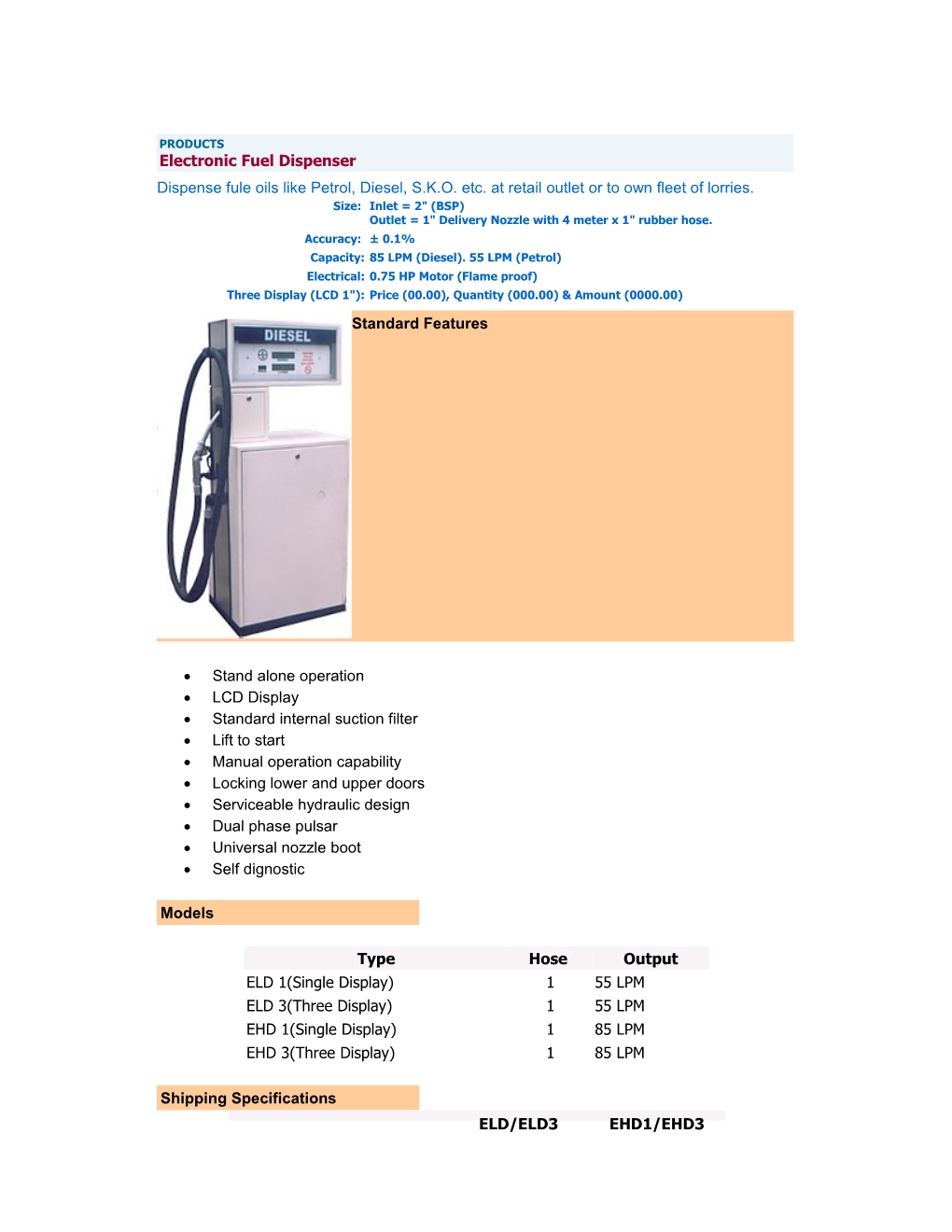 PRODUCTS Electronic Fuel Dispenser