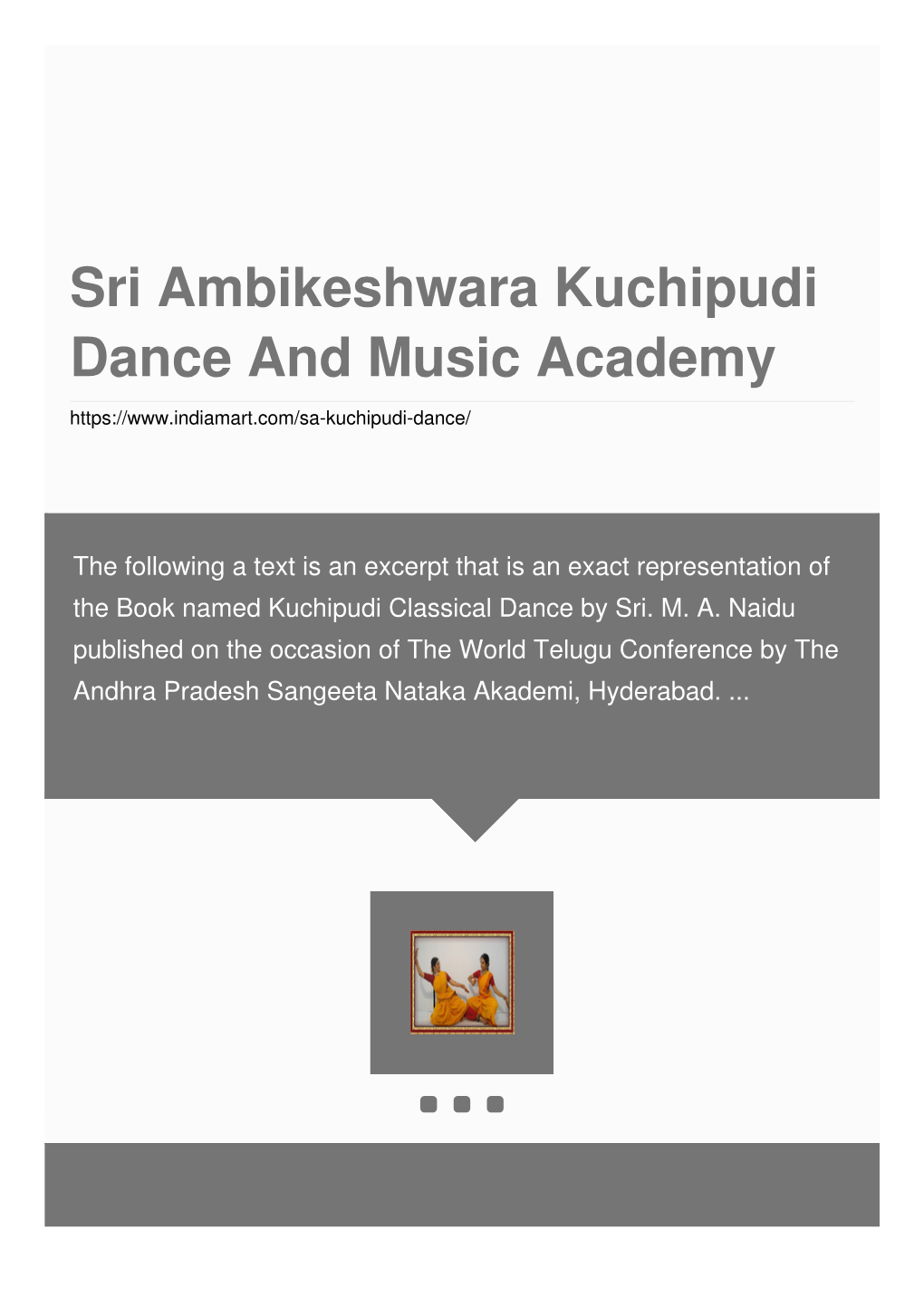 Sri Ambikeshwara Kuchipudi Dance and Music Academy