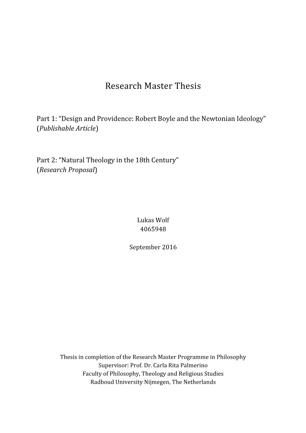 Research Master Thesis