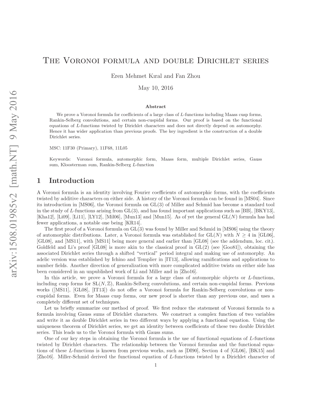 The Voronoi Formula and Double Dirichlet Series