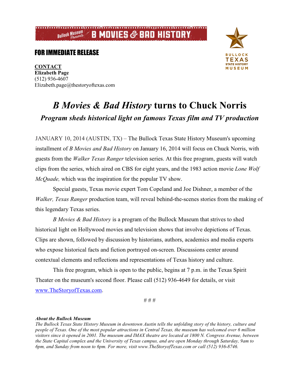 B Movies & Bad History Turns to Chuck Norris