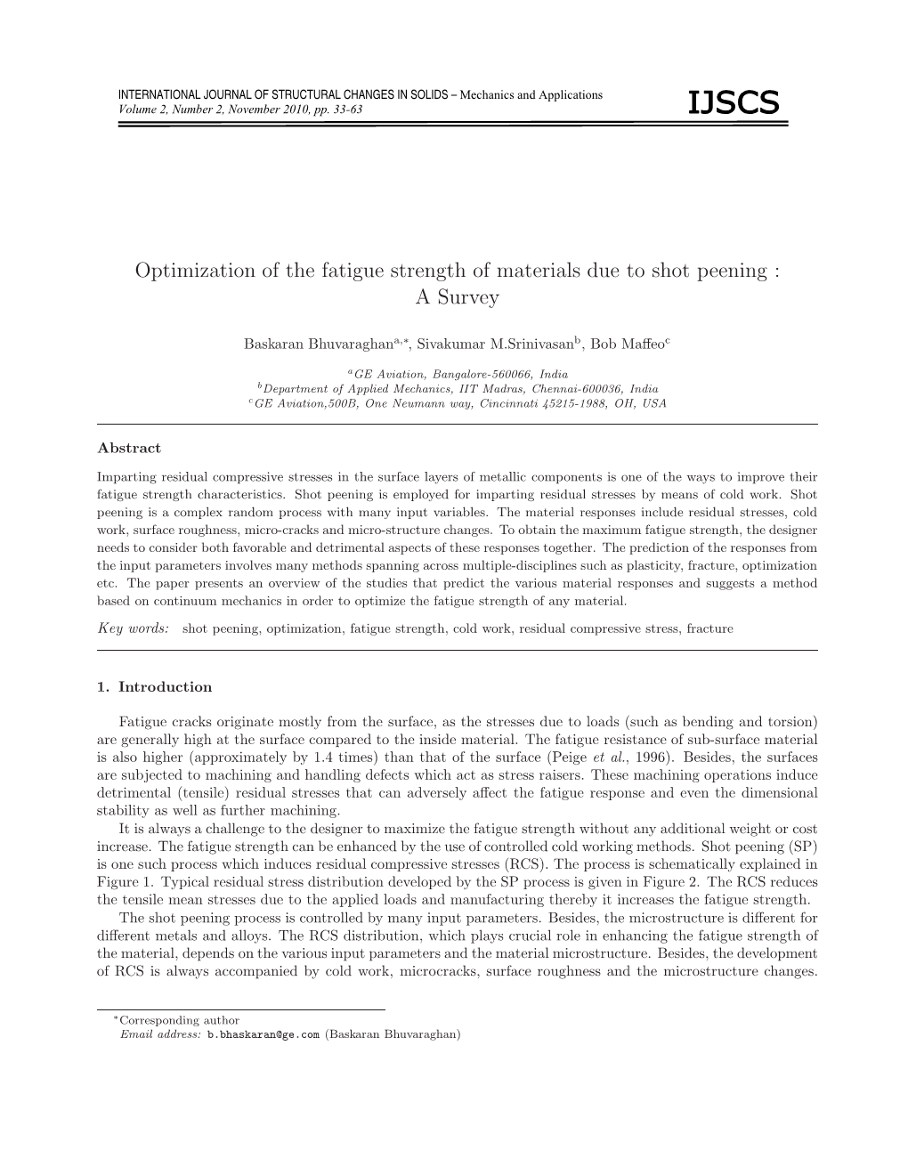 Optimization of the Fatigue Strength of Materials Due to Shot Peening : a Survey