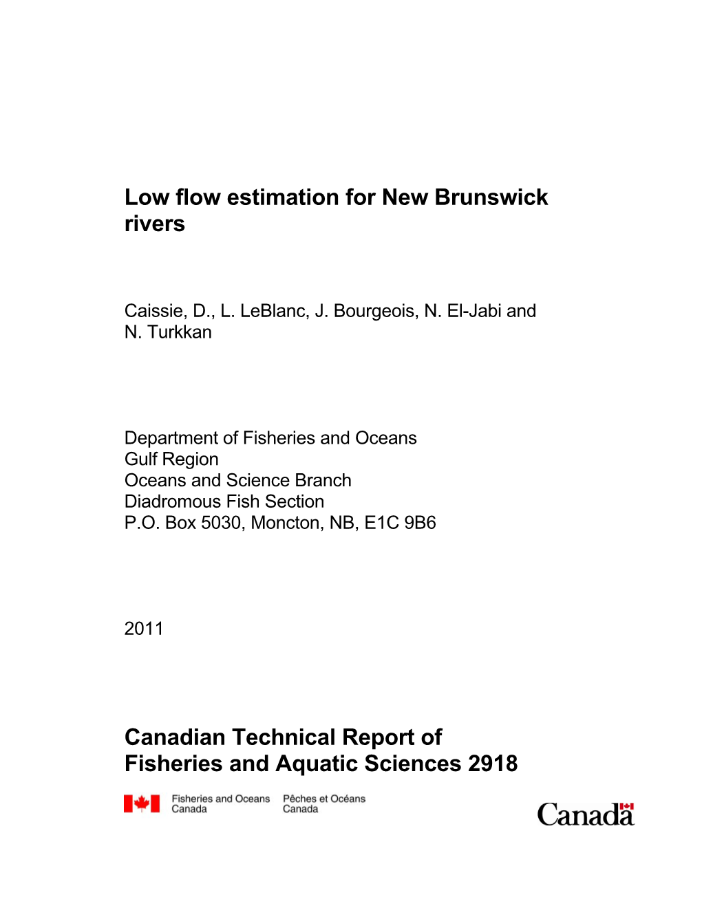 Low Flow Estimation for New Brunswick Rivers