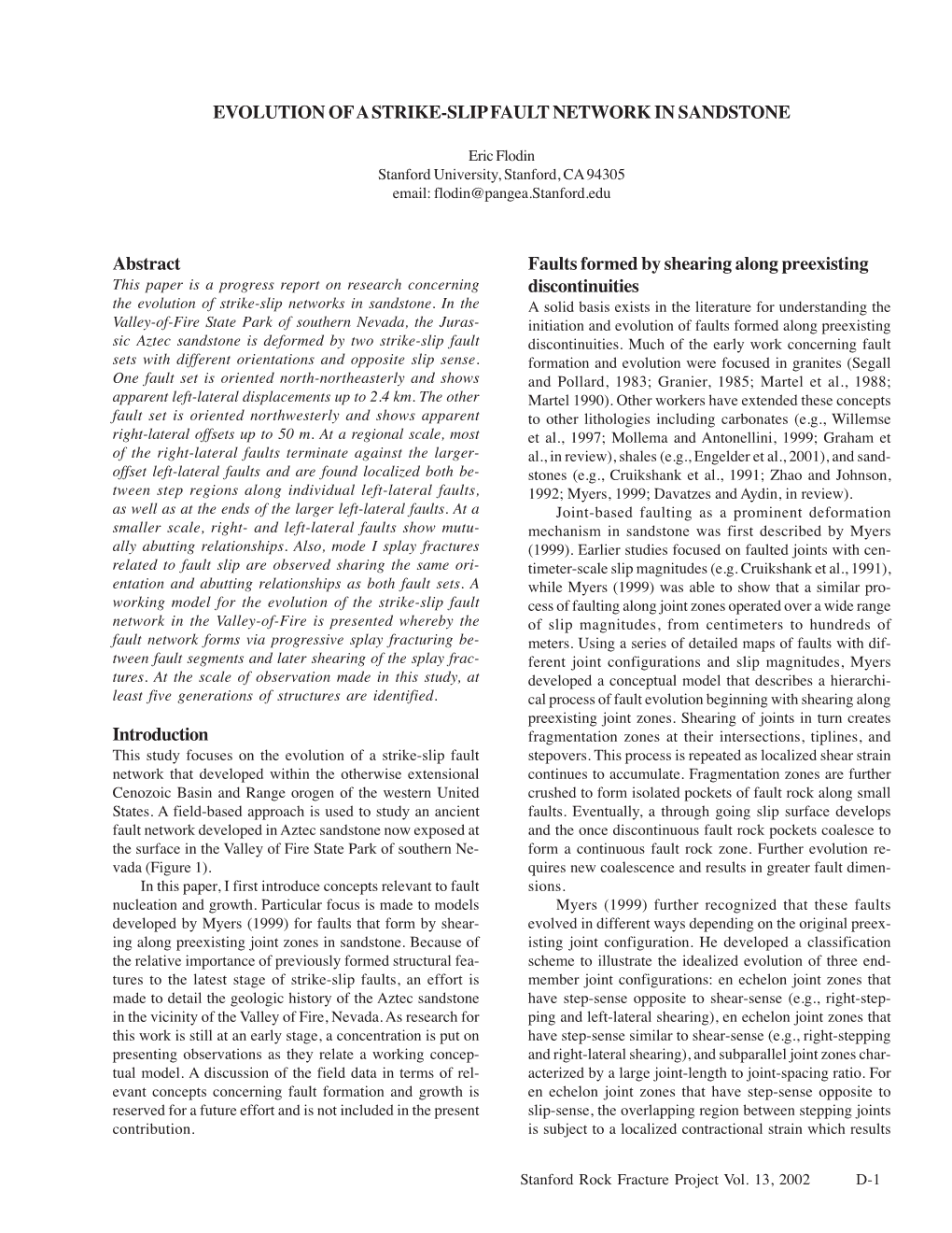 Abstract Introduction Faults Formed by Shearing Along Preexisting