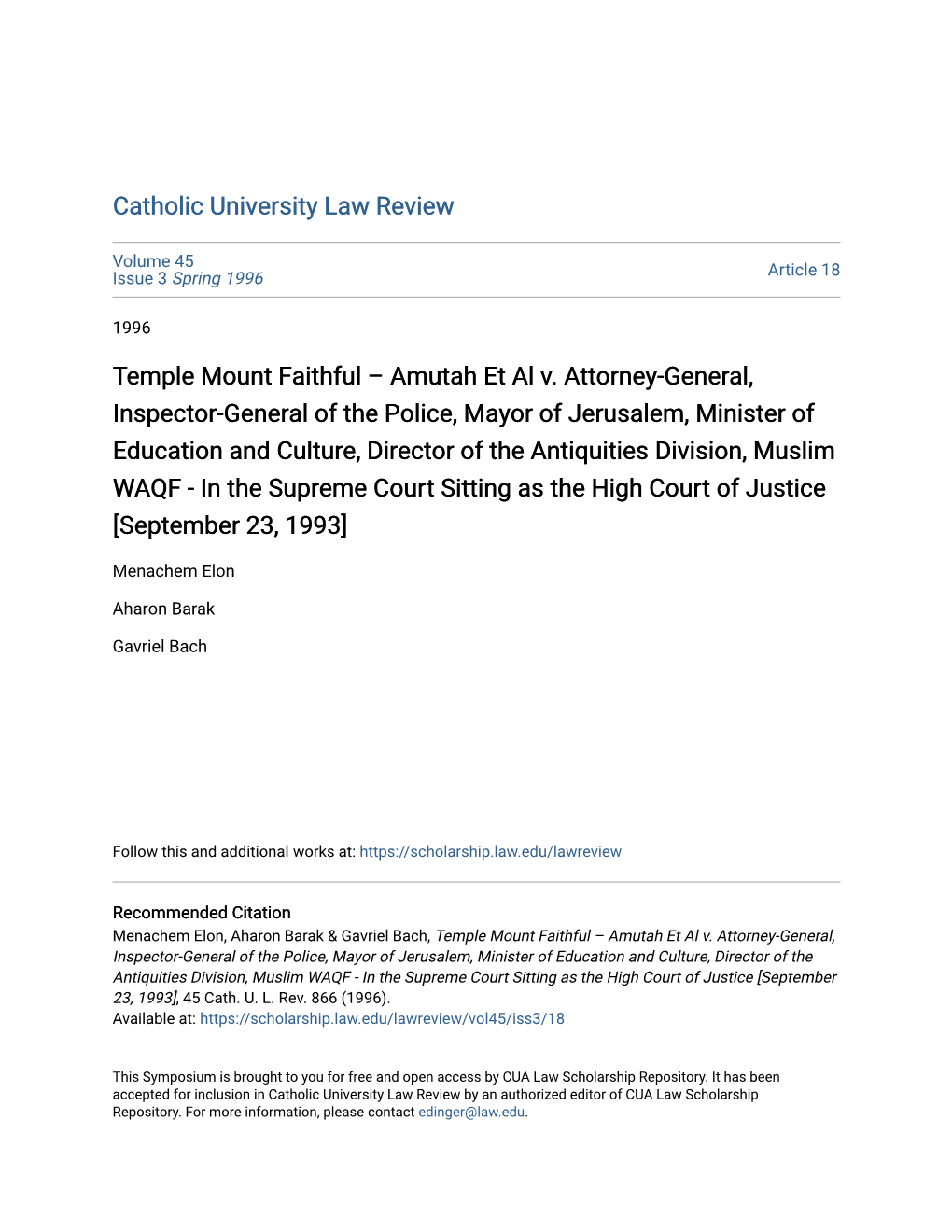 Temple Mount Faithful – Amutah Et Al V