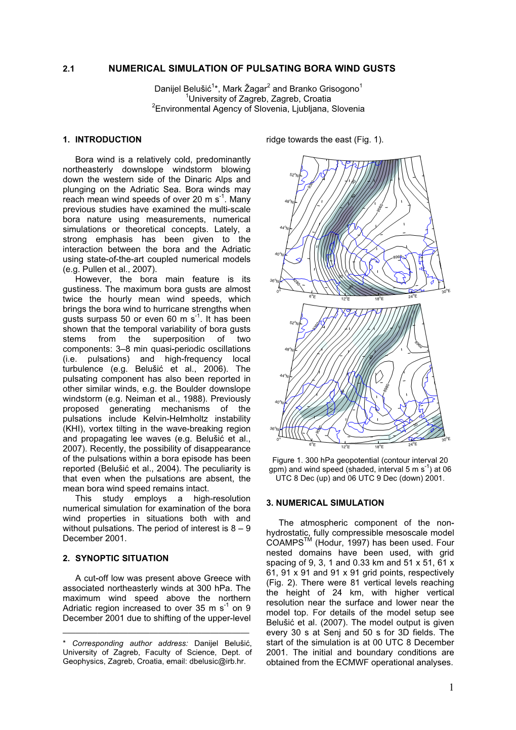 Numerical Simulation of Pulsating Bora Wind Gusts