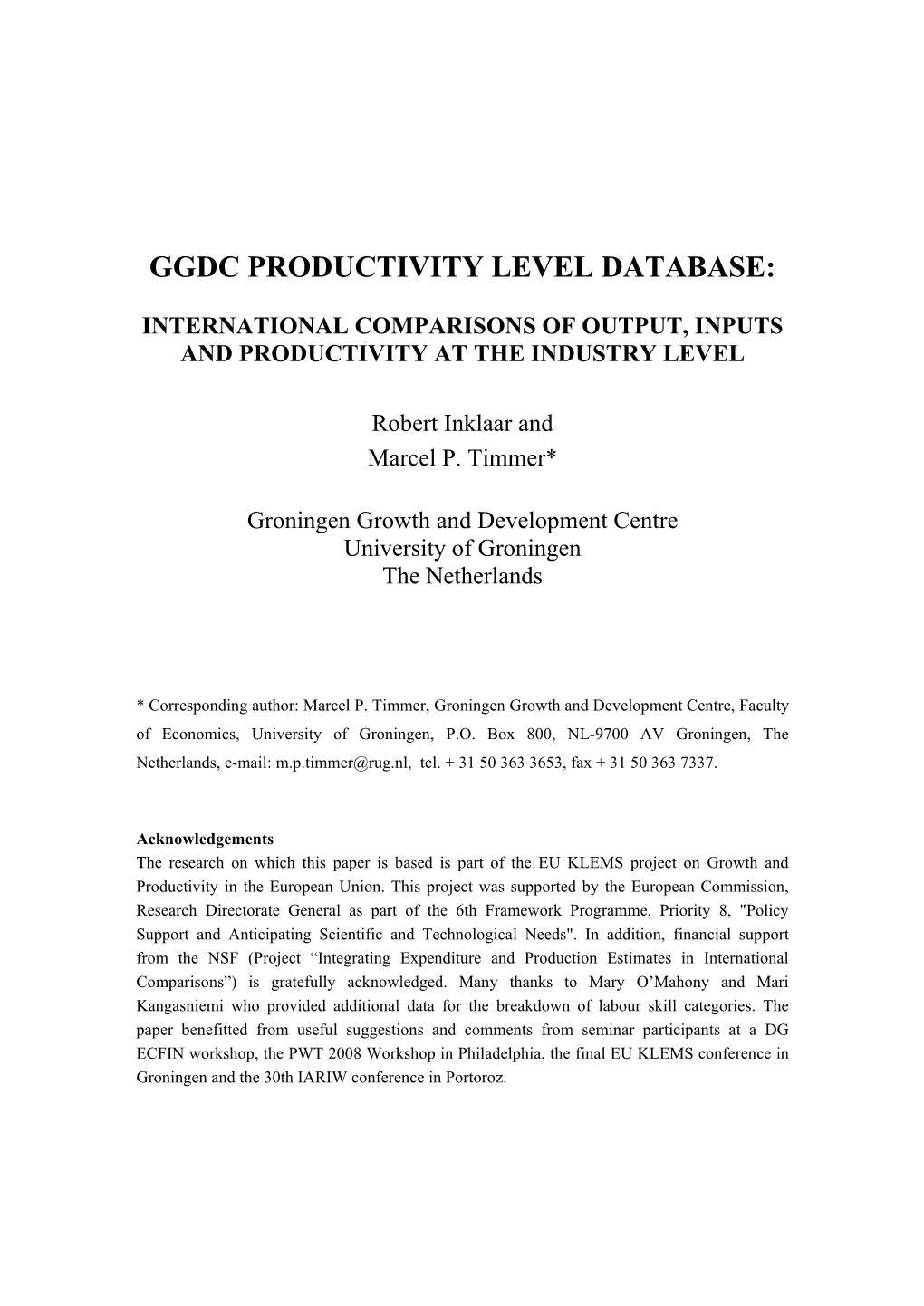 Ggdc Productivity Level Database