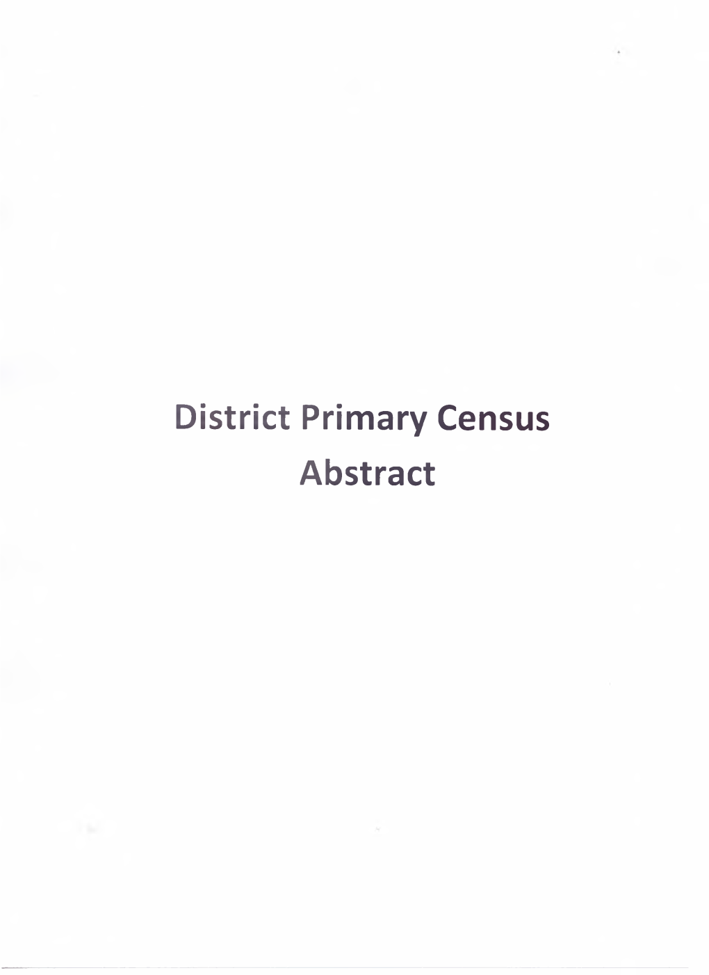 District Primary Census Abstract