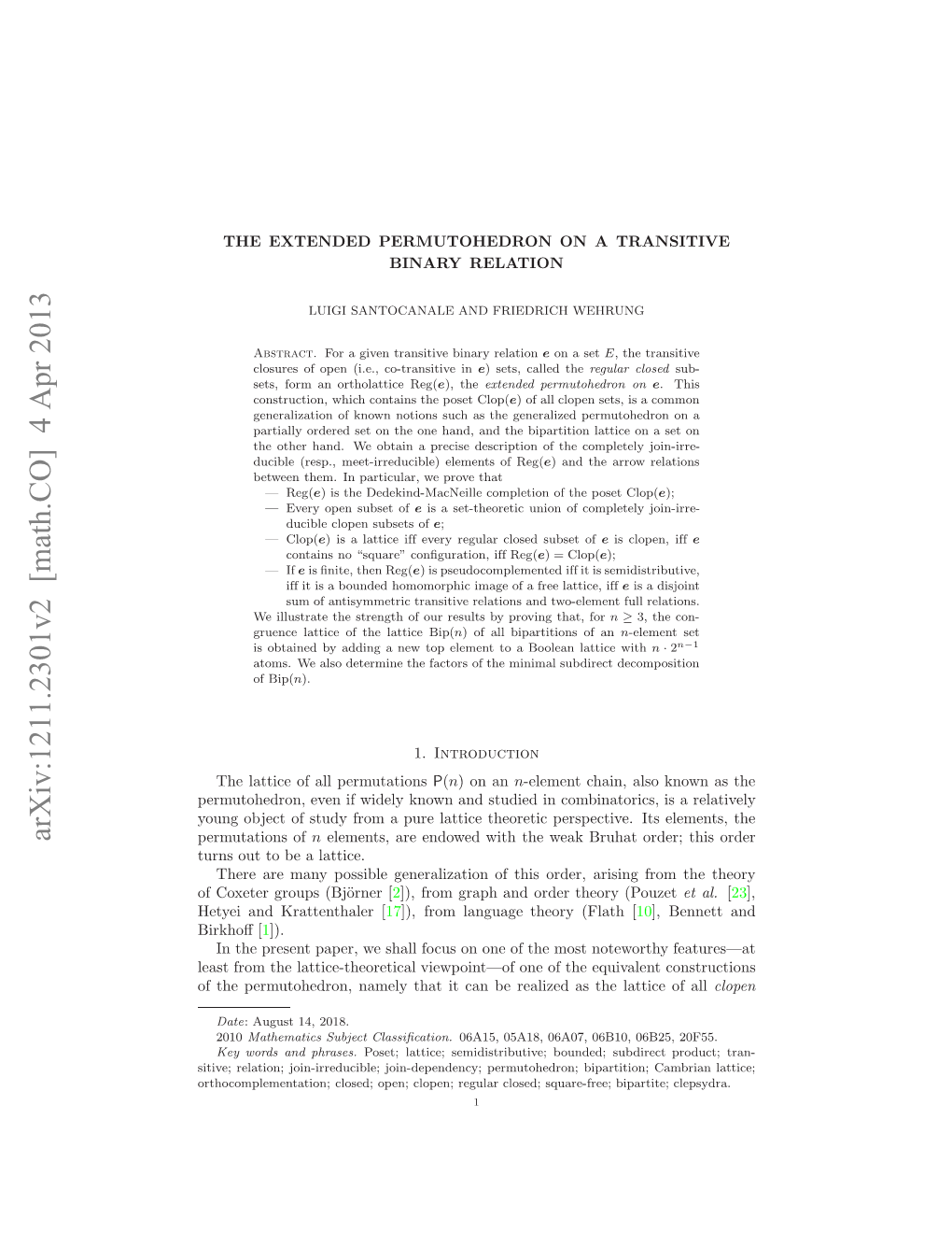 The Extended Permutohedron on a Transitive Binary Relation