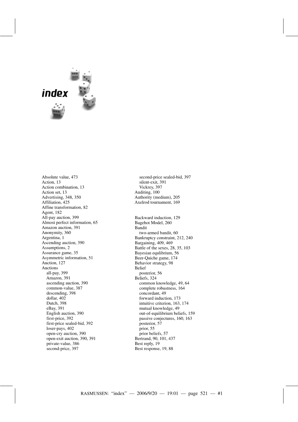 RASMUSSEN: “Index” — 2006/9/20 — 19:01 — Page 521 — #1 522 Index