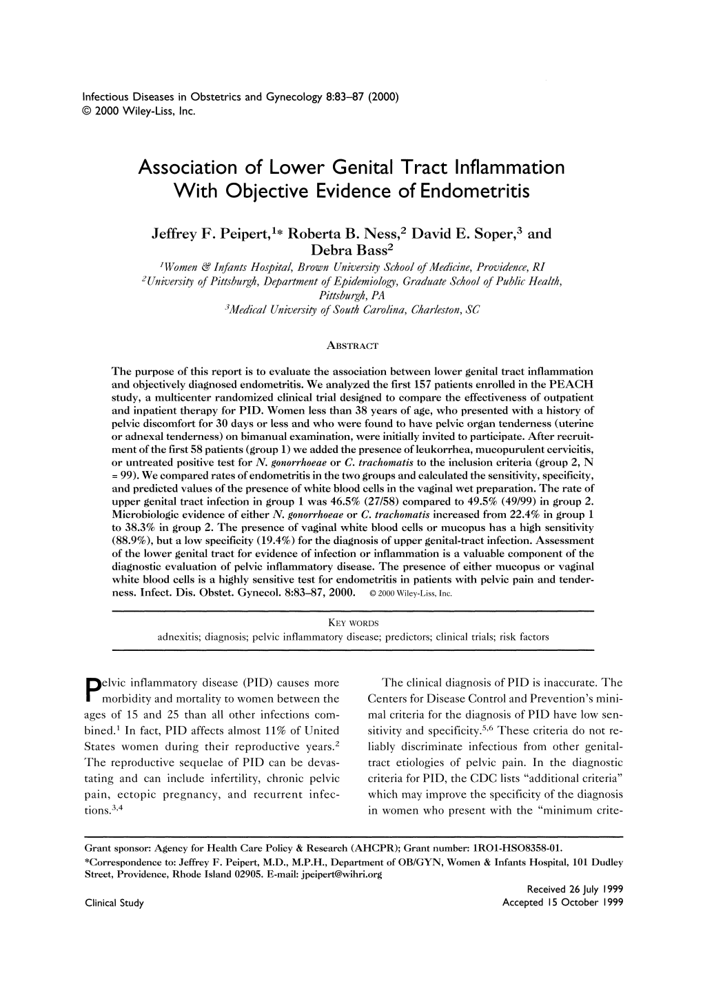 Association of Lower Genital Tract Inflammation with Objective Evidence of Endometritis