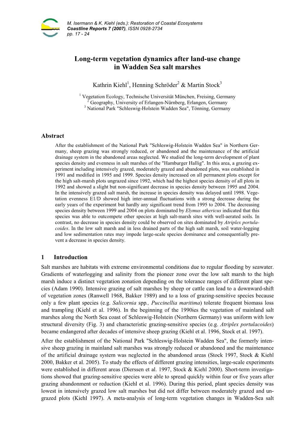 Long-Term Vegetation Dynamics After Land-Use Change in Wadden Sea Salt Marshes