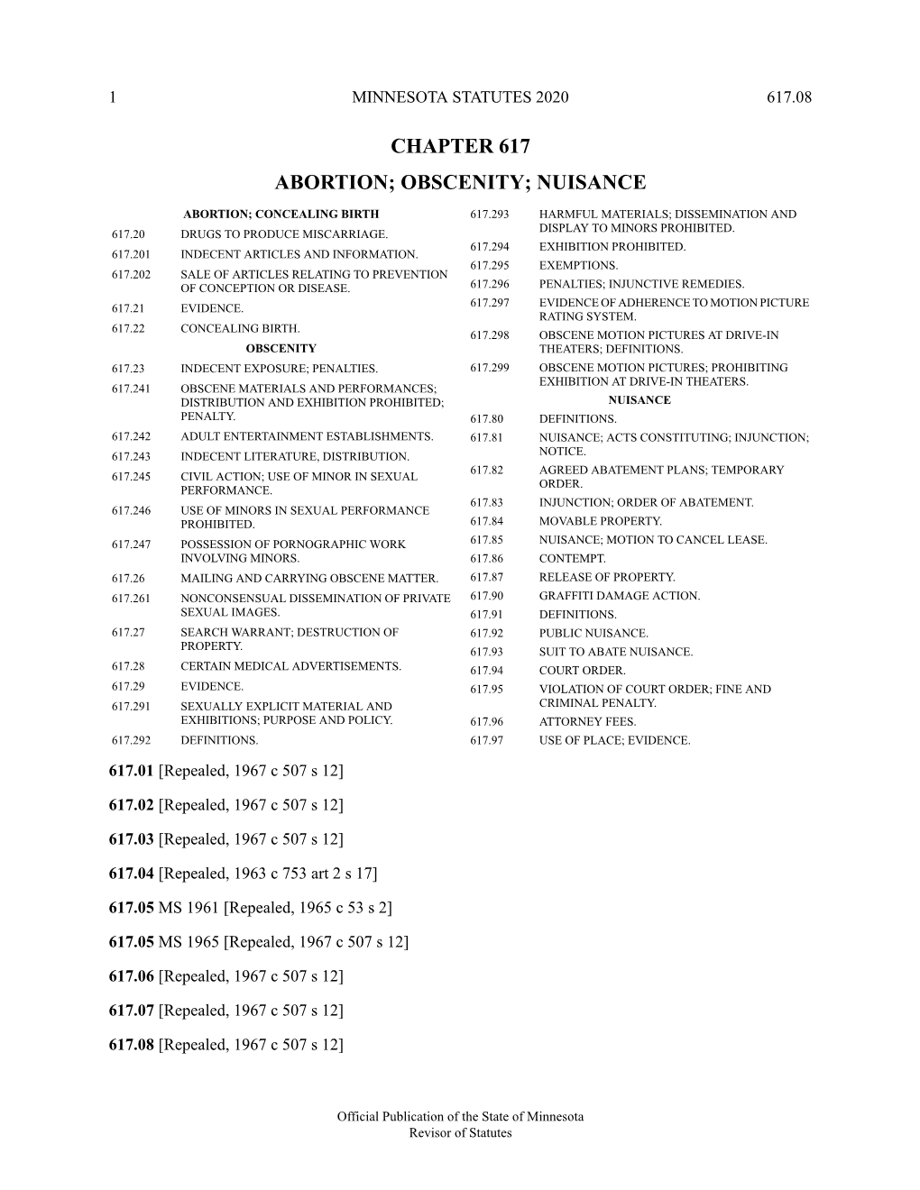 Minnesota Statutes 2020, Chapter