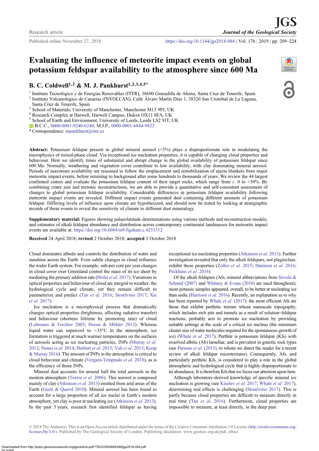 Evaluating the Influence of Meteorite Impact Events on Global Potassium Feldspar Availability to the Atmosphere Since 600 Ma