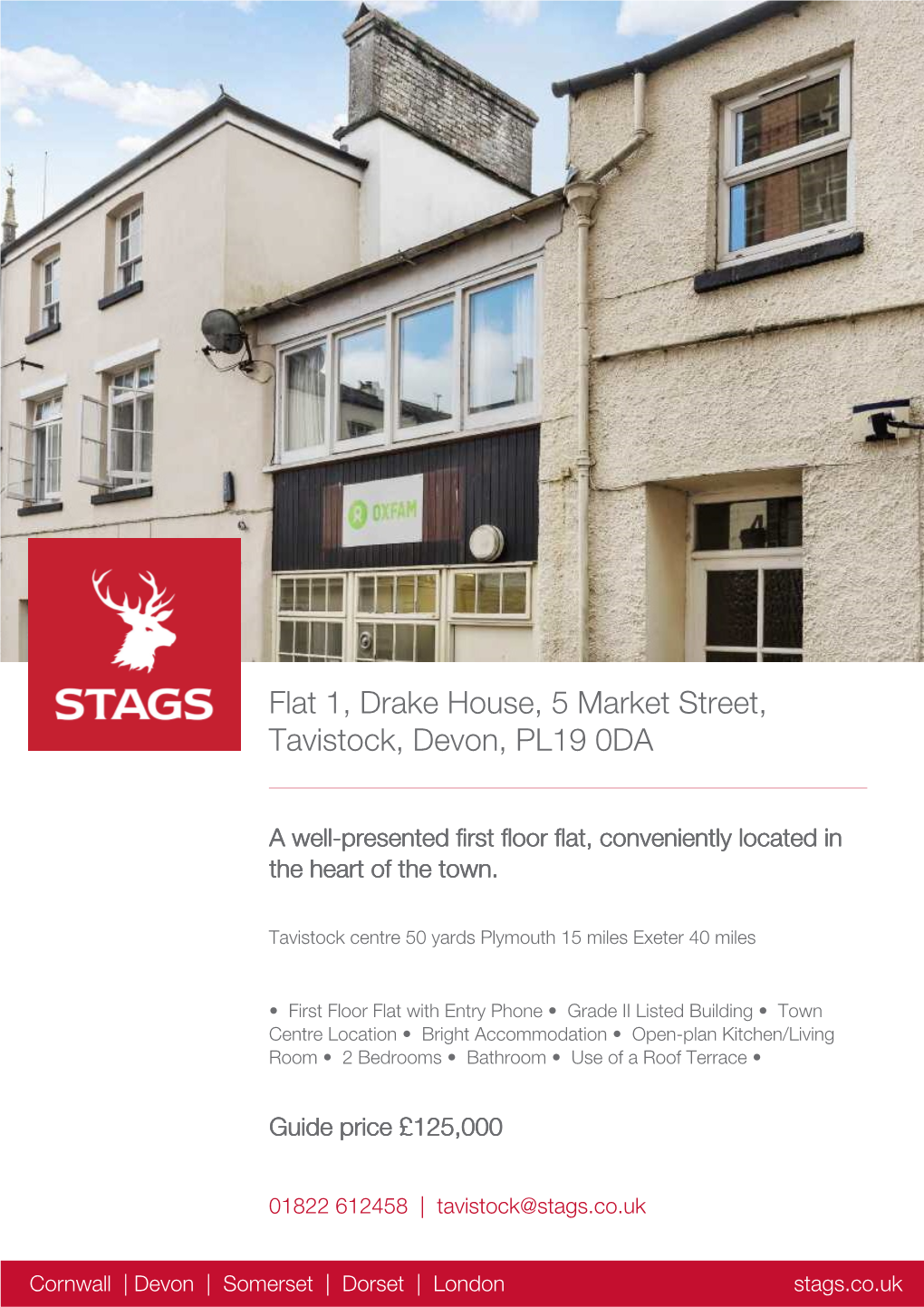 Flat 1, Drake House, 5 Market Street, Tavistock, Devon, PL19 0DA