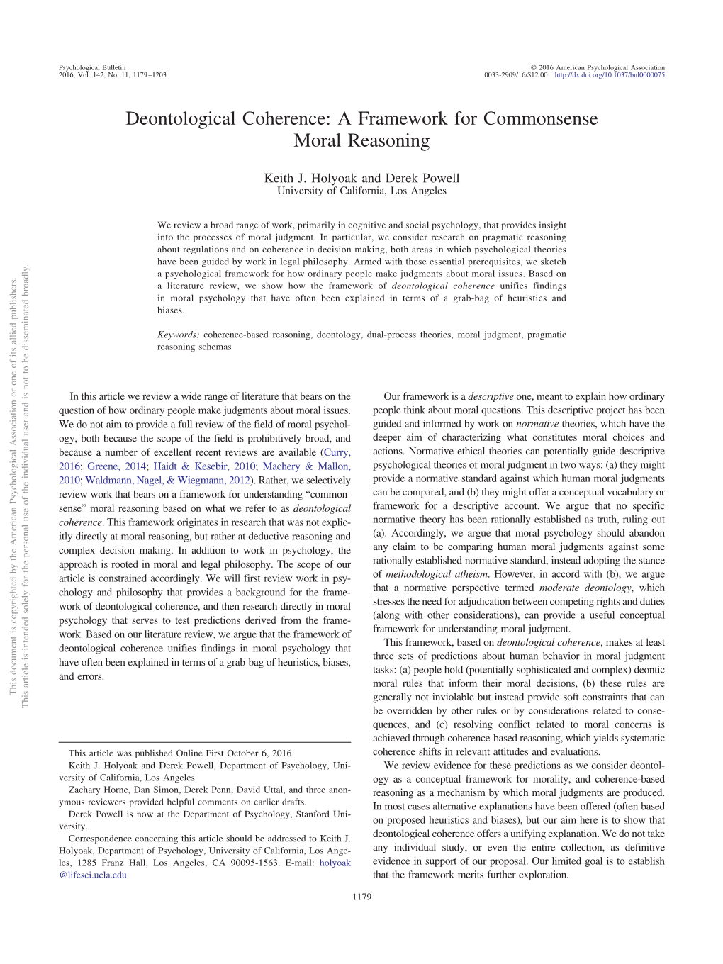 Deontological Coherence: a Framework for Commonsense Moral Reasoning