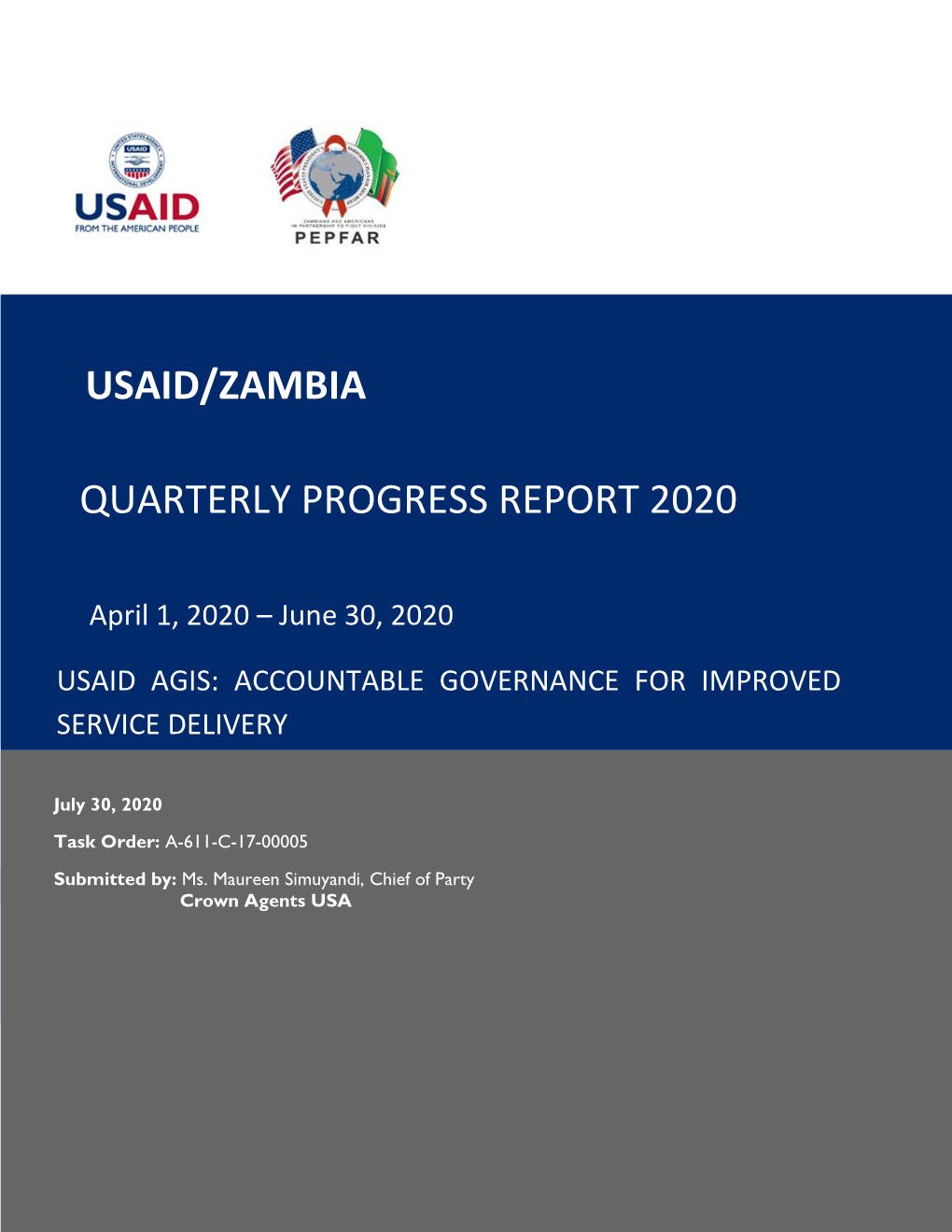 Usaid/Zambia Quarterly Progress Report 2020