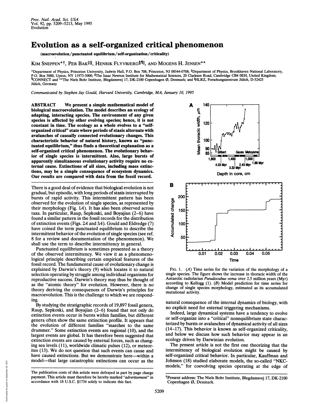 Evolution As a Self-Organized Criticalphenomenon