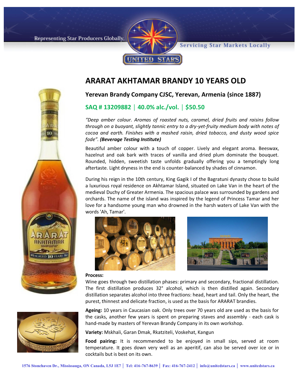 Ararat Akhtamar Brandy 10 Years Old