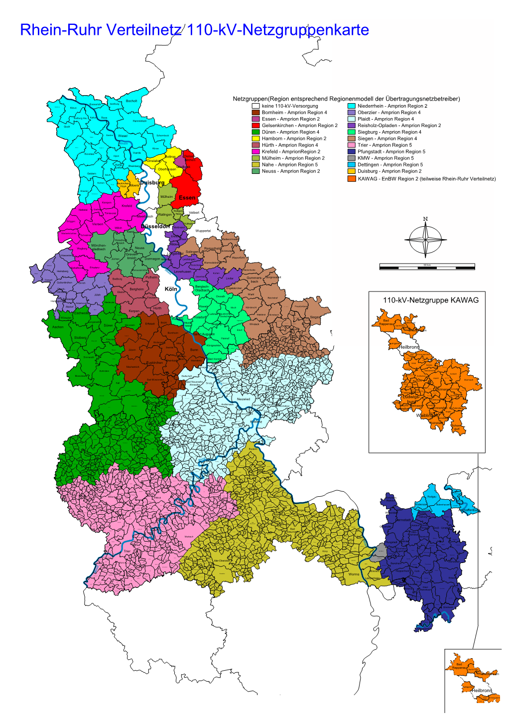 Rhein-Ruhr 110-Kv-Netzgruppenkarte