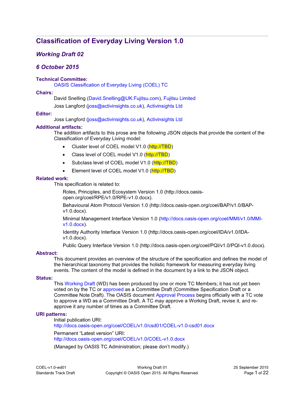 Behavioural Atom Protocol Version 1.0