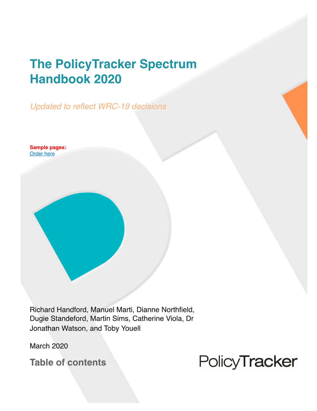 Policytracker Spectrum Handbook 2020 WRC-19 Update