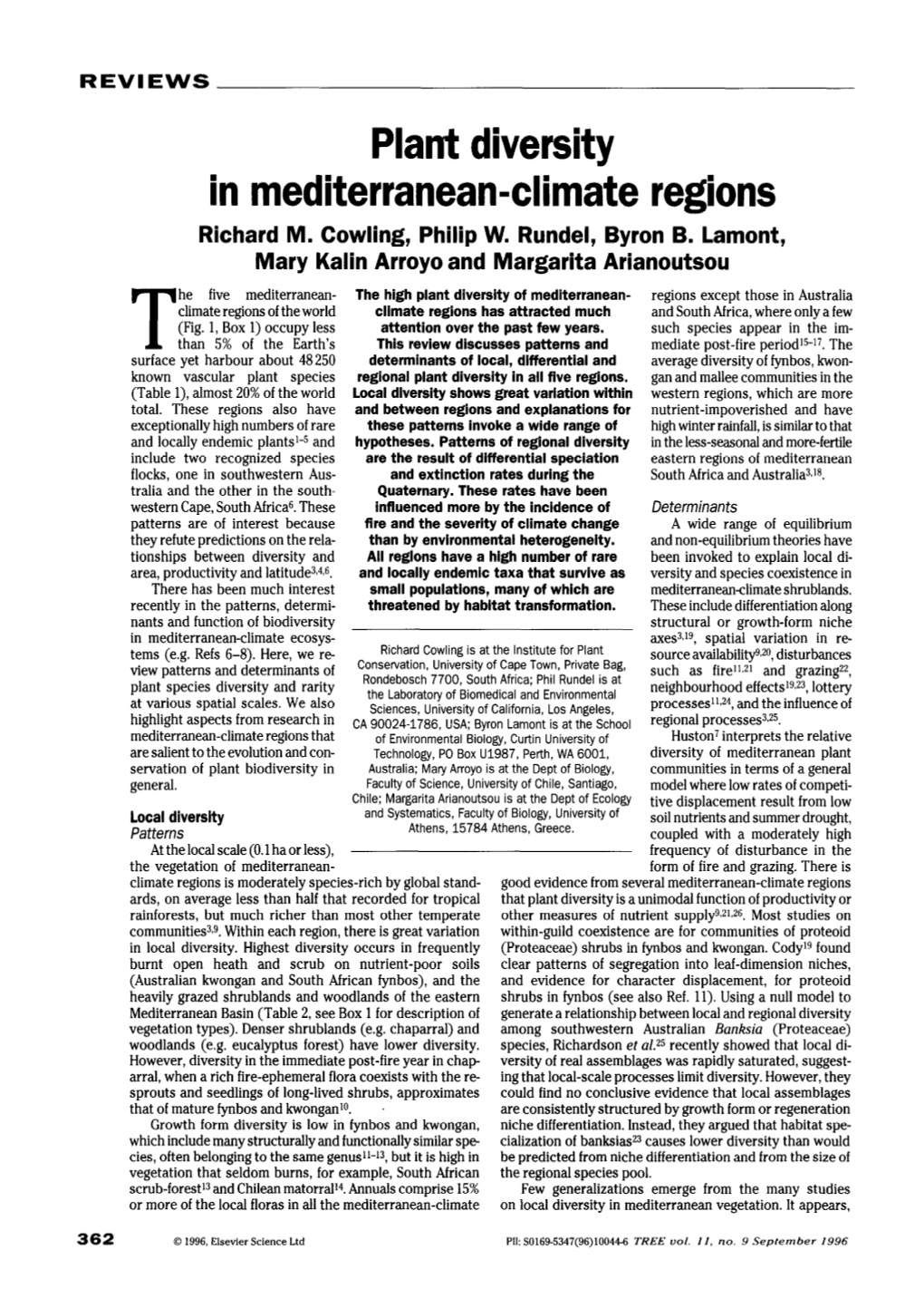 Plant Diversity in Mediterranean-Climate Regions