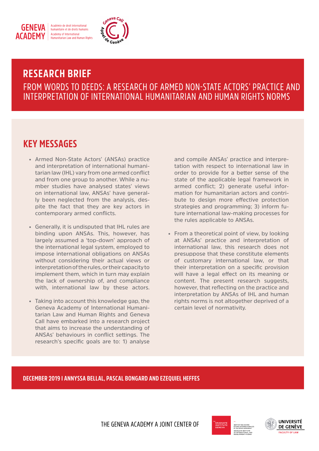 Research Brief from Words to Deeds: a Research of Armed Non-State Actors’ Practice and Interpretation of International Humanitarian and Human Rights Norms