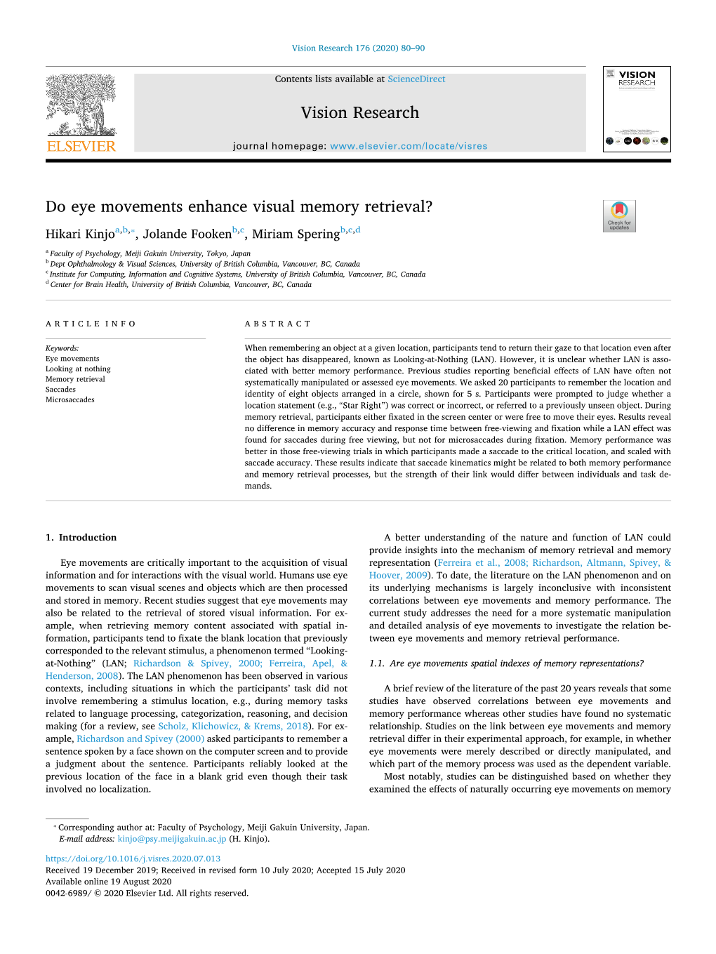 Do Eye Movements Enhance Visual Memory Retrieval?