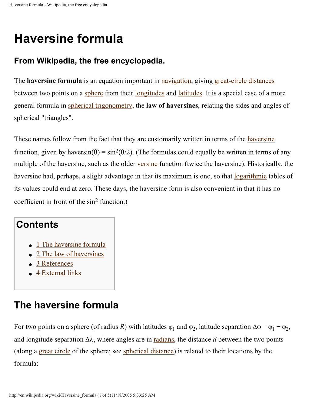 Haversine Formula - Wikipedia, the Free Encyclopedia