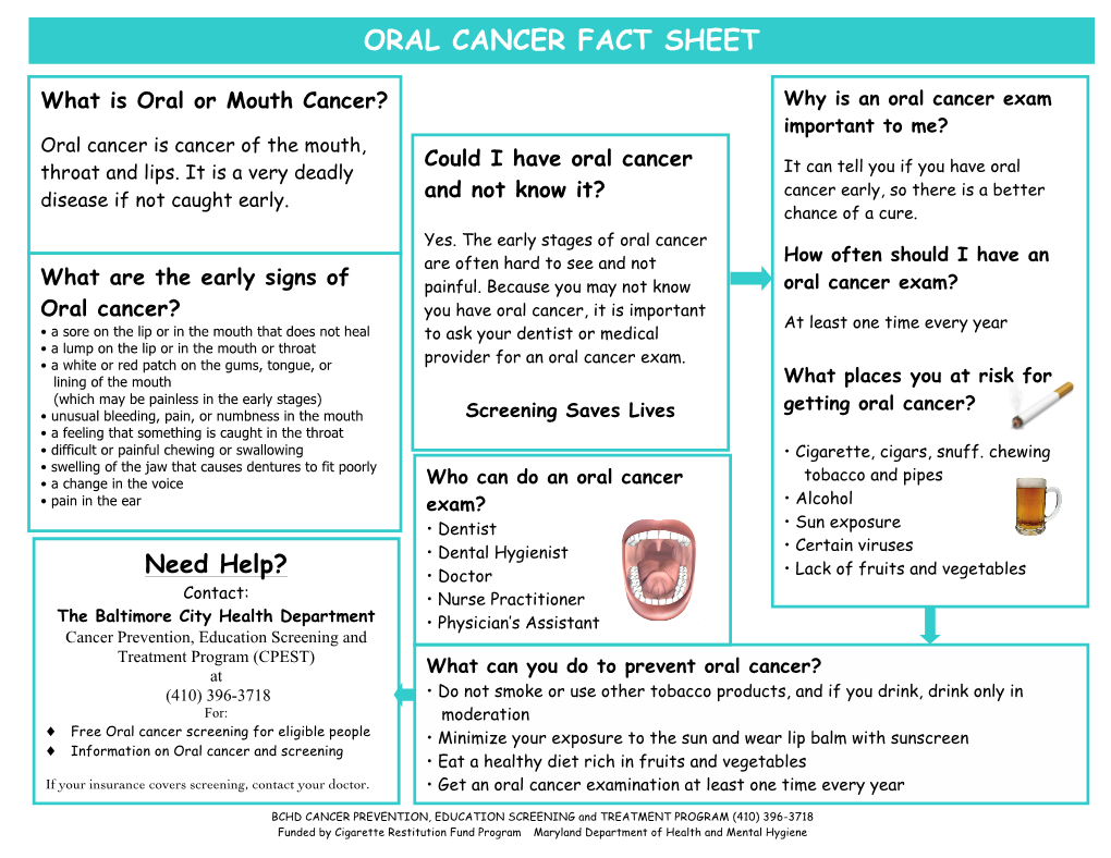 Oral Cancer Fact Sheet