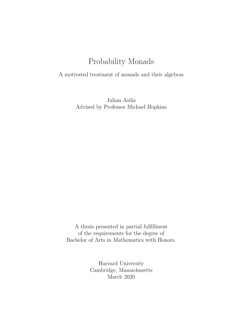 Probability Monads