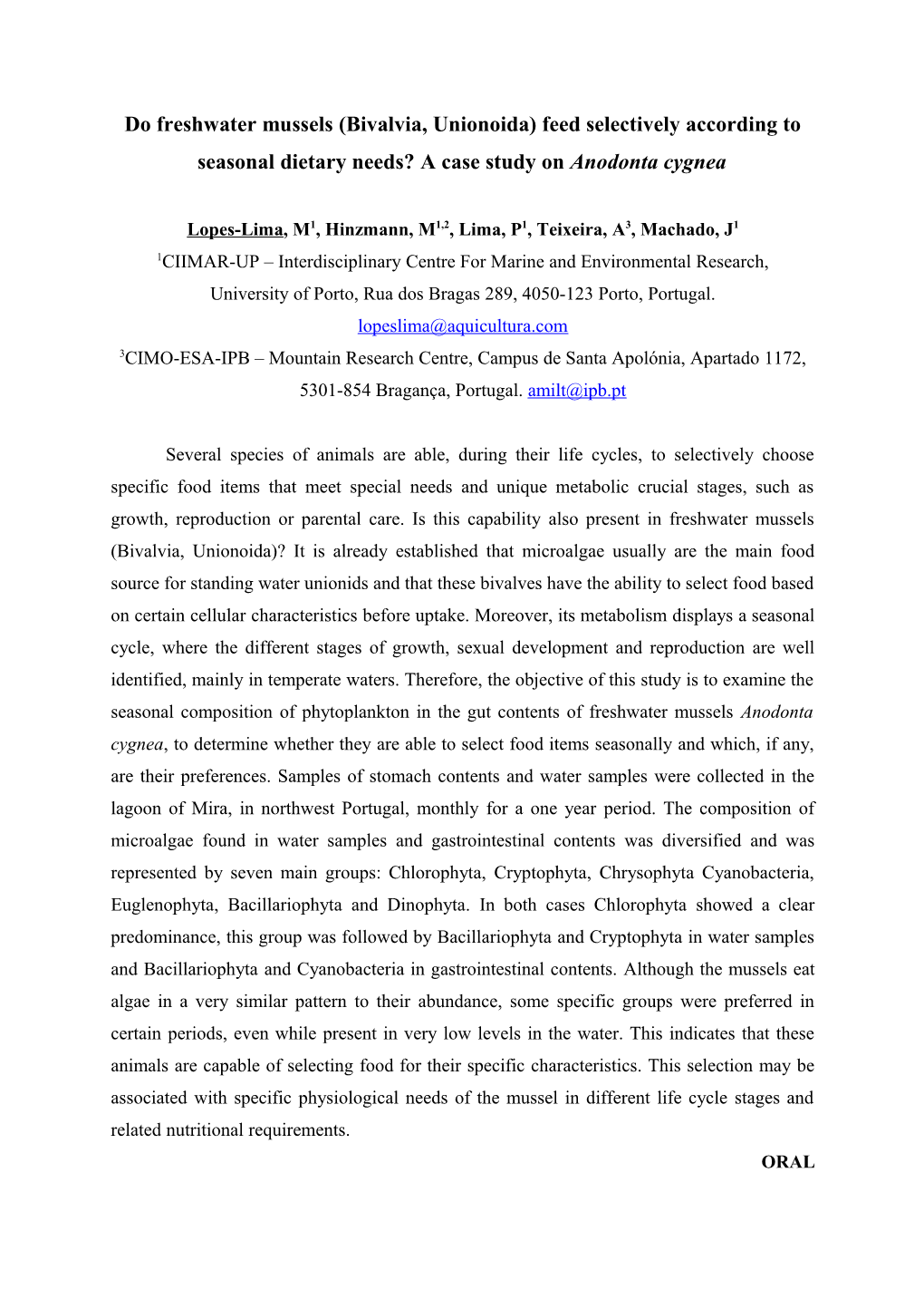 Are Autochthonous Mussel Populations of Tâmega, Tua and Sabor Rivers (Douro Basin) Threatened