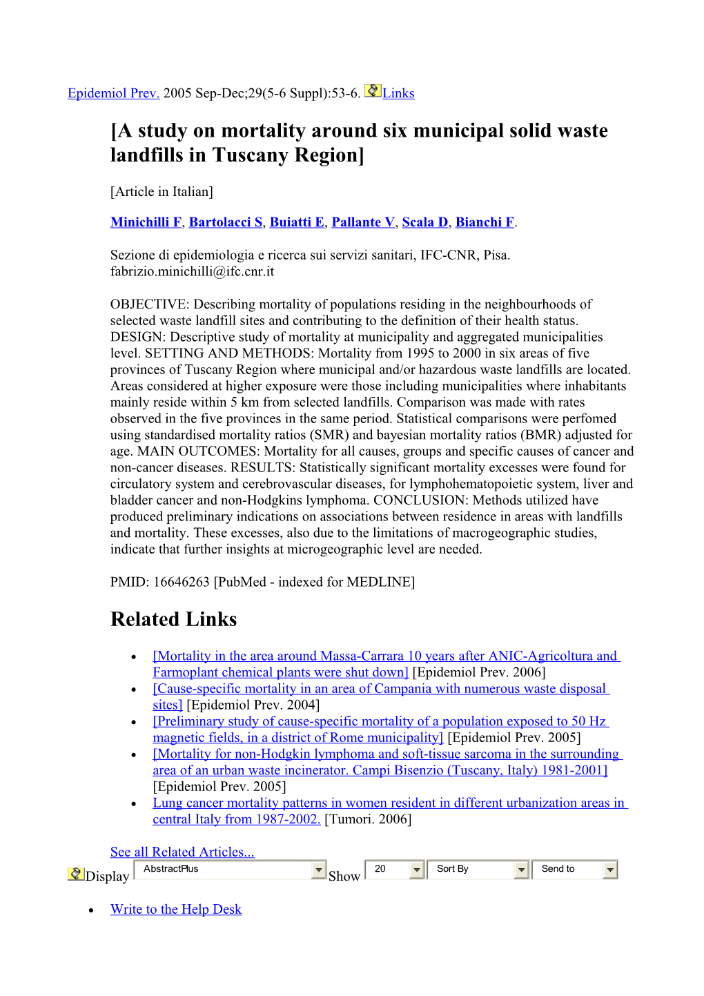 A Study on Mortality Around Six Municipal Solid Waste Landfills in Tuscany Region