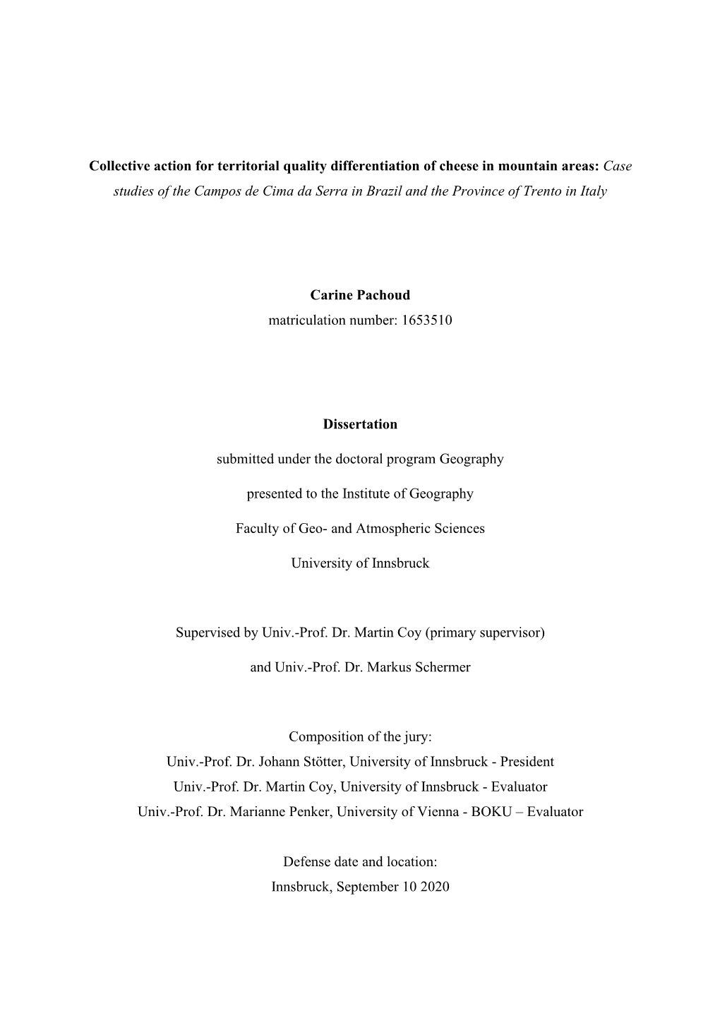 Collective Action for Territorial Quality Differentiation of Cheese In